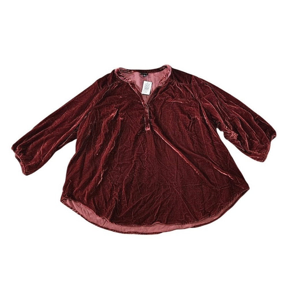 Torrid Harper Burgundy Velvet Pullover Blouse Plus Size 3X New 22-24 Romantic